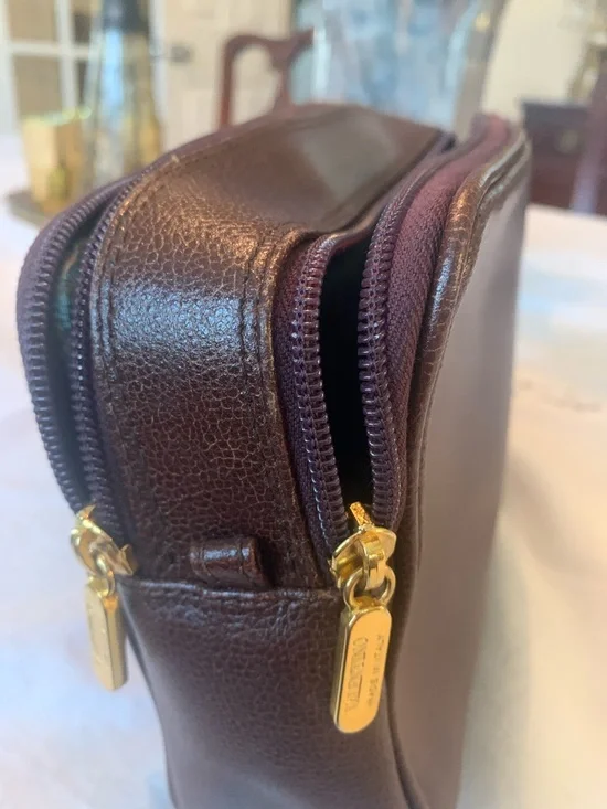 Valentino Dark Burgundy Leather Clutch Wristlet with Gold Hardware - Picture 7 of 10